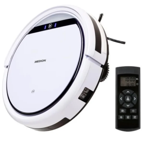 Medion MD 18510 Aspirateur Robot 0.3L 38W Cartouche Télécommande Tapis Blan… grande marque pas cher 1